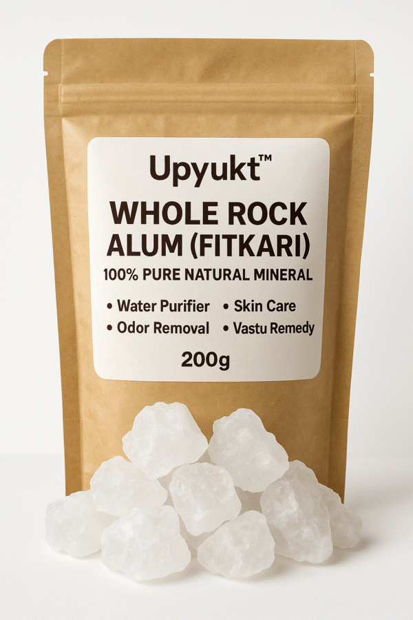Upyukt™ Whole Rock Alum (Fitkari) – 100% Pure Natural Mineral – 200g | Water Purifier, Skin Care & Vastu Remedy